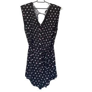 Disney Romper Womens Plus Size 3X Black Polka Dot Mickey Minnie Button Front Tie
